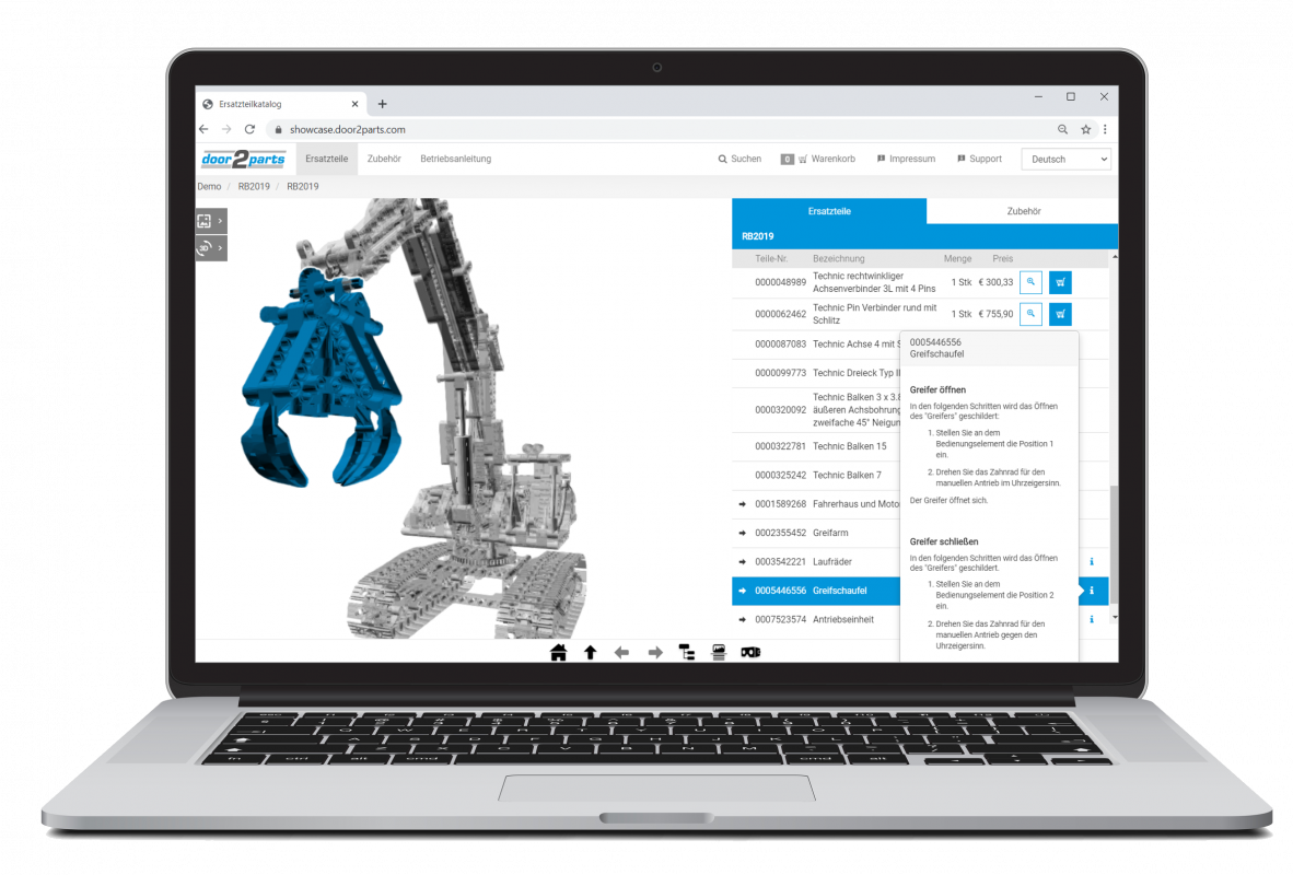 Ersatzteilkatalog Softwarelösungen auf Basis interaktiver 3D Modelle für eine noch präzisere Teile-Identifikation